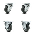 Service Caster 3 Inch Thermoplastic Rubber Wheel Swivel Top Plate Caster Set with 2 Rigid SCC SCC-20S314-TPRB-2-R-2